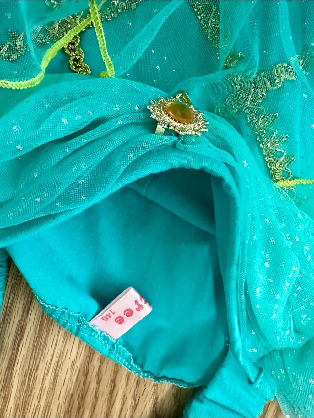 Teal Princess Tutu Dress for Kids - Sparkle Gold Trim